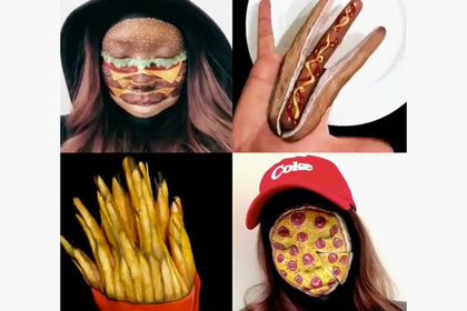 Канадка превратила свое лицо в бургер и пиццу