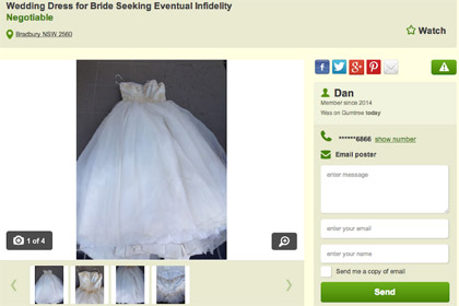 Обманутый муж выставил на онлайн-аукцион «платье Иуды»