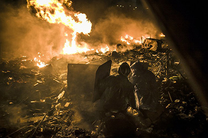 В центре Киева сгорела баррикада