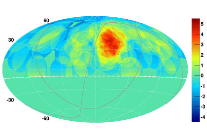 На карте космических лучей появилось «горячее пятно»