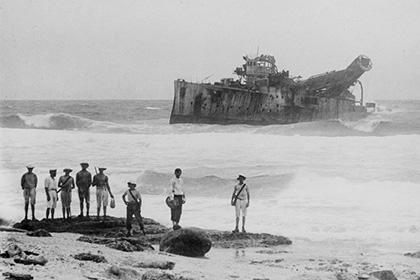 1914. В Индийском океане уничтожен германский крейсер «Эмден»