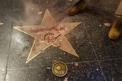 Звезду Трампа на Аллее славы в Голливуде разбили кувалдой и киркой