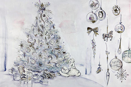 Дизайнеры Dior собрали пятиметровую рождественскую елку