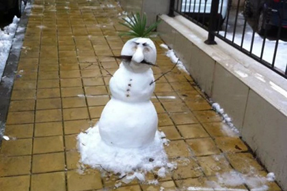 Пользователей сети насмешил усатый сочинский снеговик