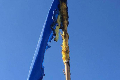 В Кривом Роге повторно сожгли украинский флаг у памятника «героям АТО»