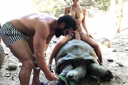 «Короля Instagram» раскритиковали за позирование на столетней черепахе