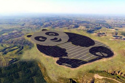 В Китае построили солнечную электростанцию в форме бамбукового медведя