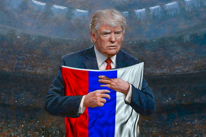 Провокационный портрет Трампа «исправили» российским флагом