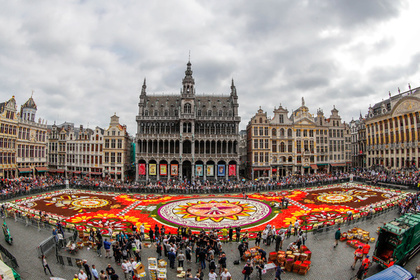 Полуголые активистки растоптали знаменитый цветочный ковер в Брюсселе